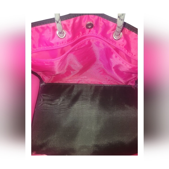 Neoprene Camo Pink, Orange Stripe In Gray Tote With Purse For Beach, Gym, Travel - Picture 8 of 9